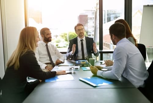 Professional business meeting with sales team