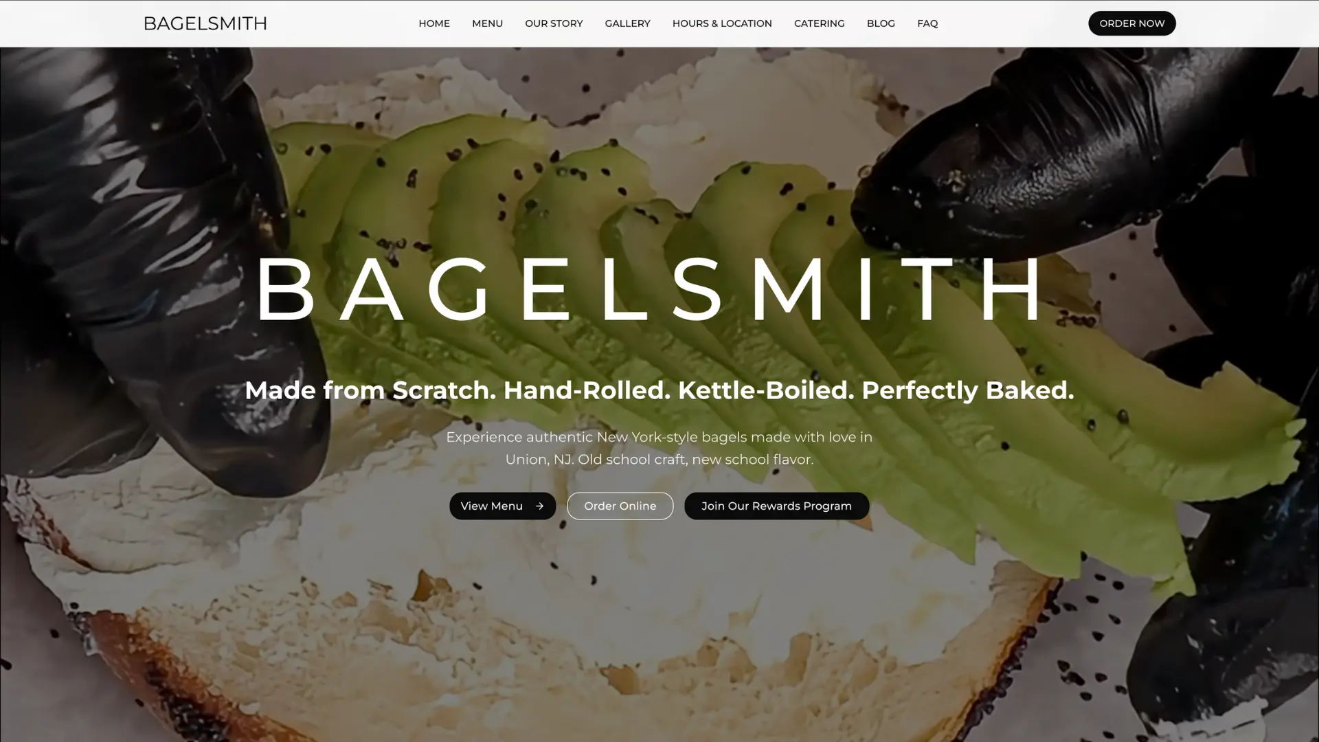 The Bagelsmith website, built and managed by Ricavvo