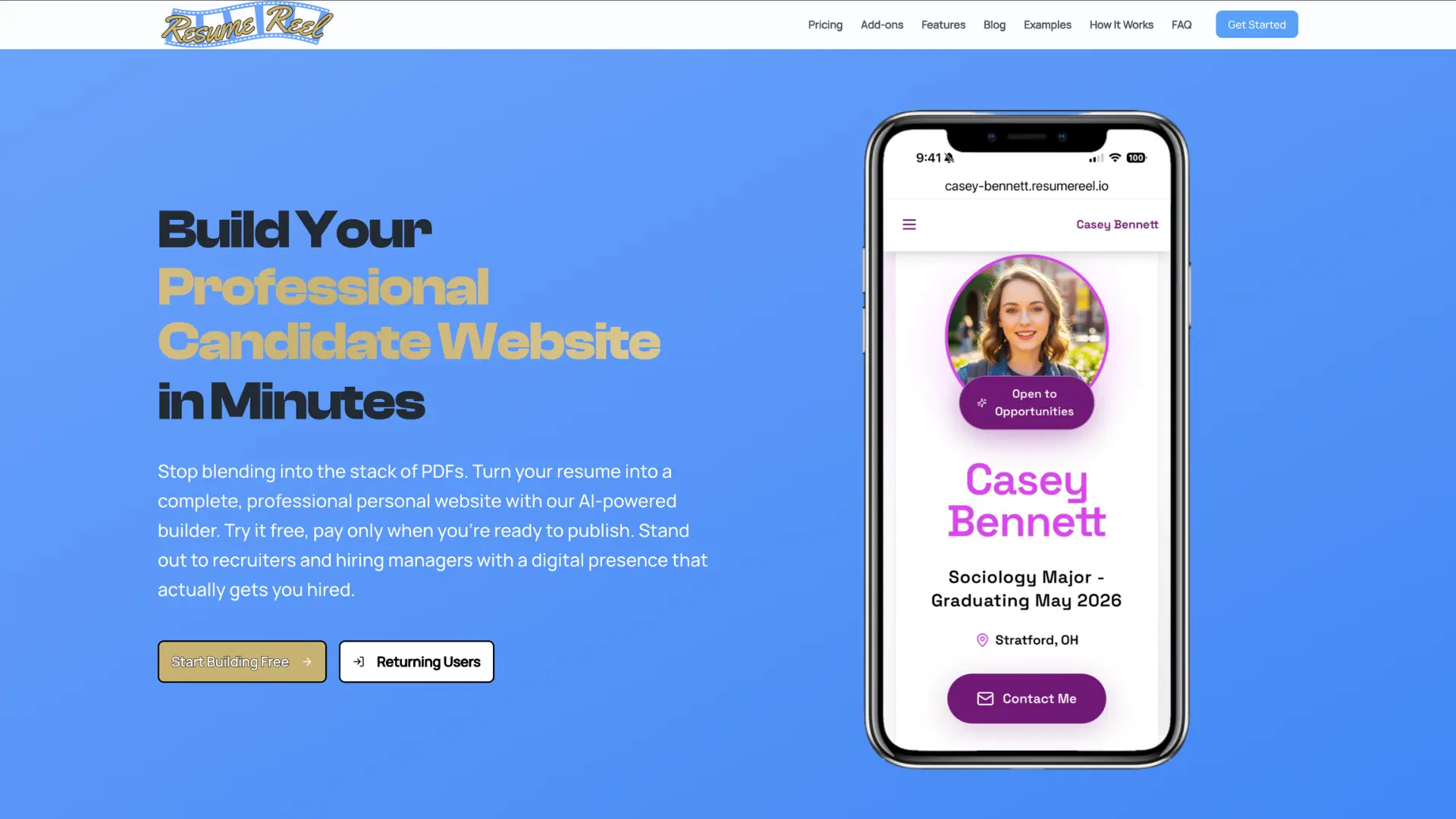AI-powered candidate website builder SaaS