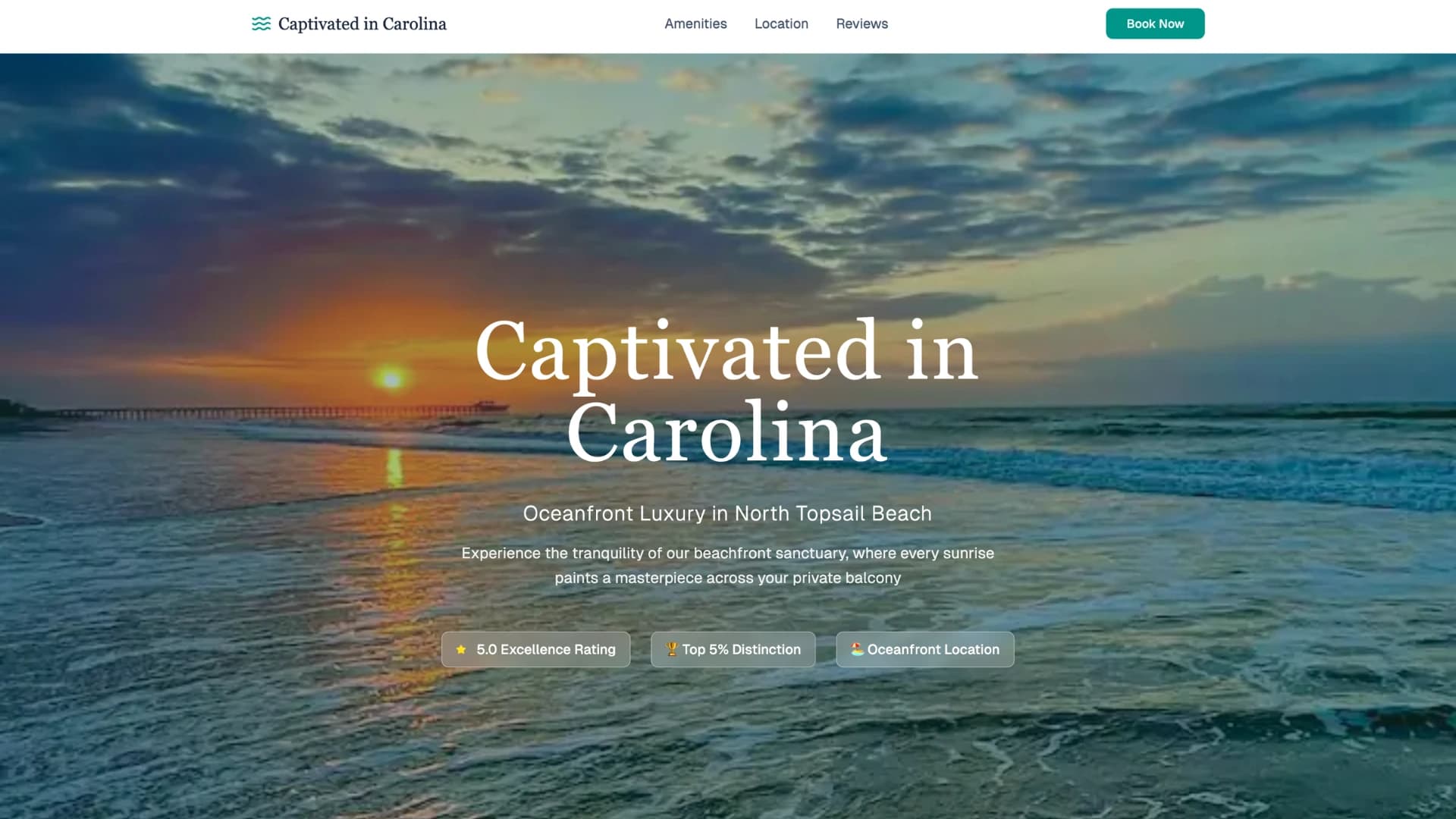 Oceanfront vacation rental website, North Topsail Beach NC